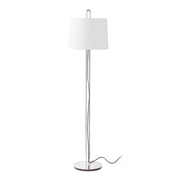 MONTREAL CHROME FLOOR LAMP BEIGE LAMPSHADE image 1