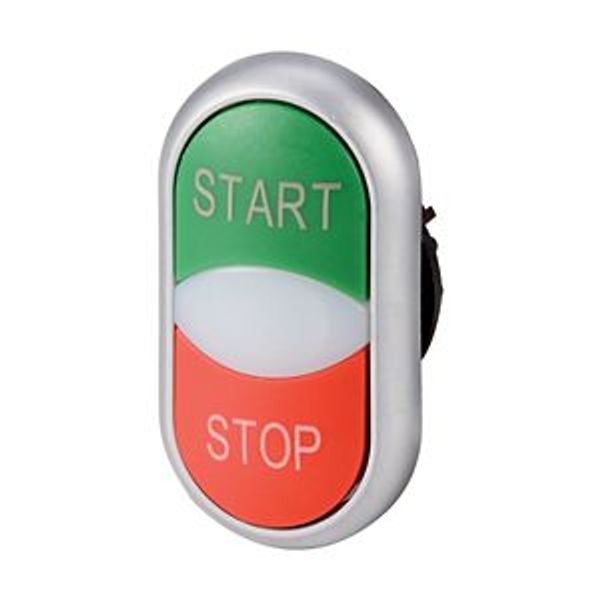 Double actuator pushbutton, RMQ-Titan, Actuators and indicator lights non-flush, momentary, White lens, green, red, inscribed, Bezel: titanium, START/ image 8