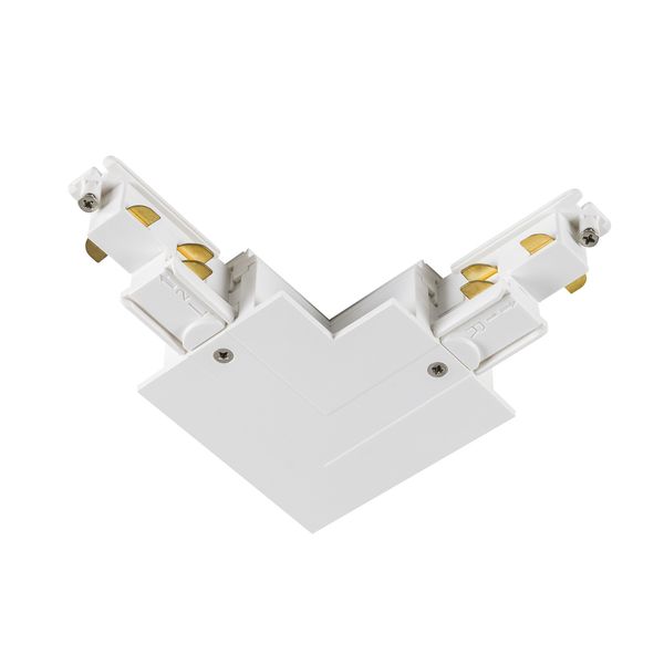 L-connector, for S-TRACK 3-phase mounting track, earth electrode right, white, DALI image 1