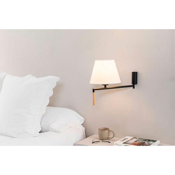 RON DARK GREY WALL LAMP BEIGE LAMPSHADE image 1