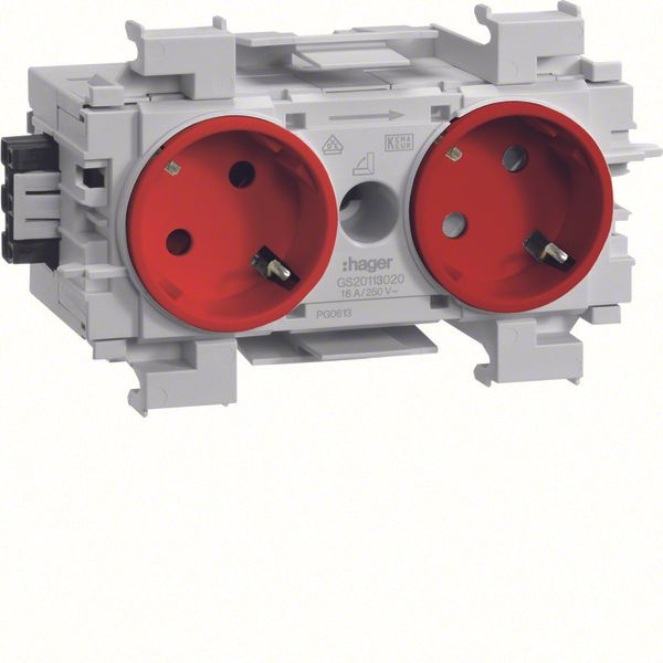 Socket-outlet 2-g. 45° Wago f-mount red image 1