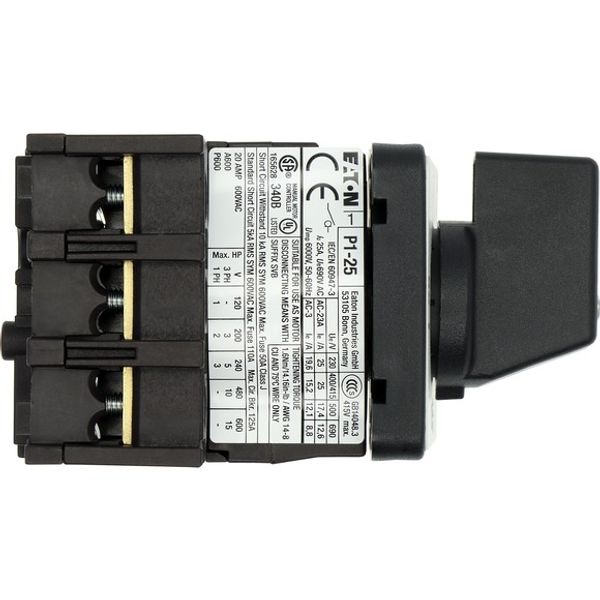 On-Off switch, P1, 25 A, flush mounting, 3 pole, with black thumb grip and front plate image 8