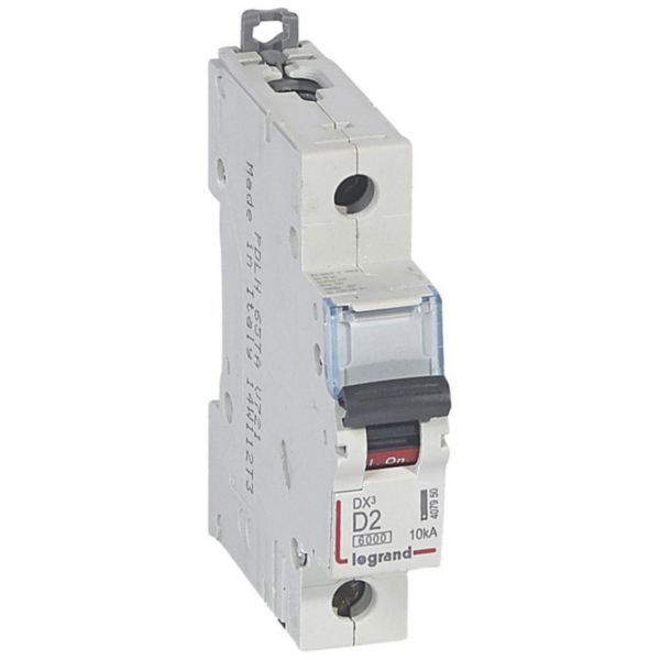 DX³6000 10kA high inlet and low outgoing screw circuit breaker 1P 230V~ to 400V~ - 2A - D curve - 1 module image 1