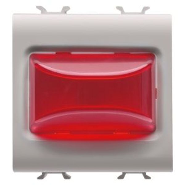 PROTRUDING INDICATOR LAMP - 12V ac/dc / 230V ac 50/60 Hz - RED - 2 MODULES - NATURAL SATIN BEIGE - CHORUSMART image 1