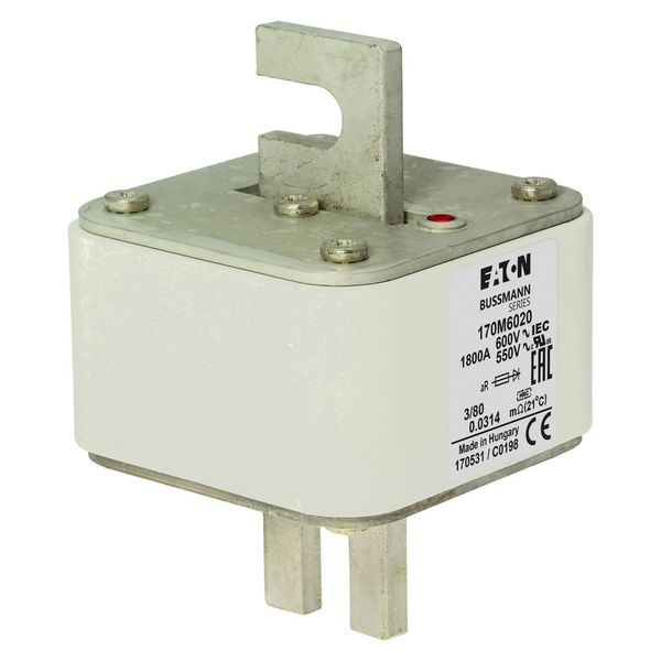 Fuse-link, high speed, 1800 A, AC 600 V, DIN 3, 76 x 76 x 109 mm, aR, DIN, IEC, single indicator image 10