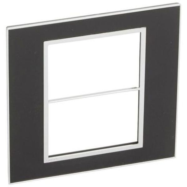 Plate Arteor - US standard - square - 2 x 3 modules - 4'' x 4'' - mirror black image 1