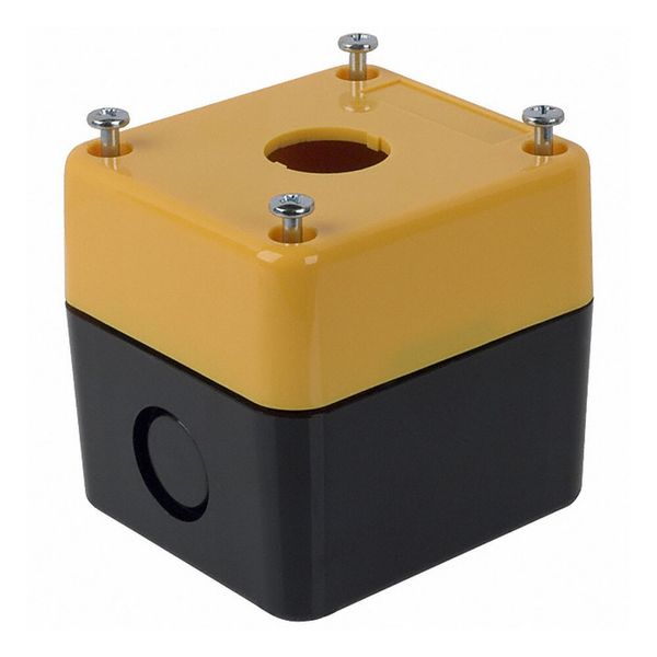 Control box enclosure, one hole, yellow, for emergency stop, , depth 6 image 3