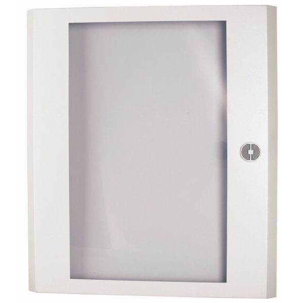 Sheet steel door transparent with rotary door handle HxW=1200x600mm, white image 1