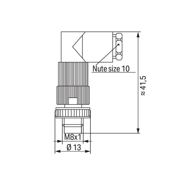 Fitted pluggable connector 3-pole M8 plug, right angle image 4