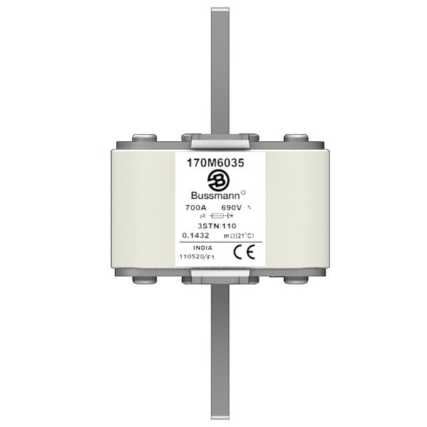 Fuse-link, high speed, 2400 A, AC 4000 V, 4 x size 3, aR, IEC, single indicator image 1