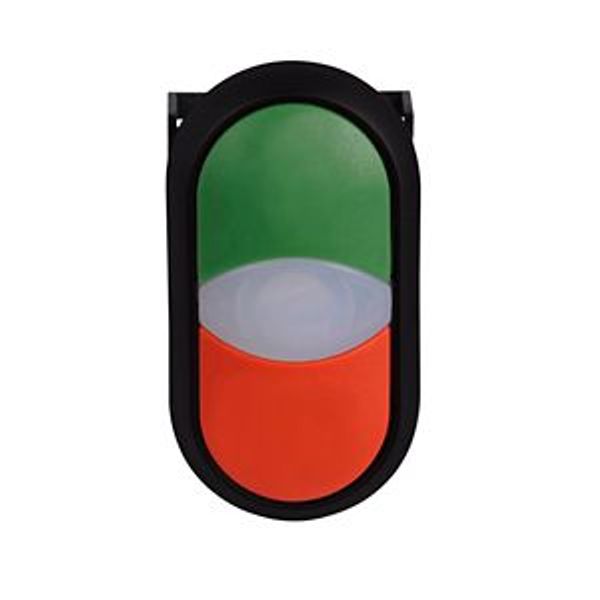 Double actuator pushbutton, RMQ-Titan, Actuators and indicator lights non-flush, momentary, White lens, green, red, Blank, Bezel: black image 8