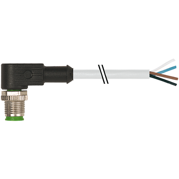 M12 male 90° A-cod. with cable PUR 4x0.34 gy UL/CSA+drag ch. 90m image 1