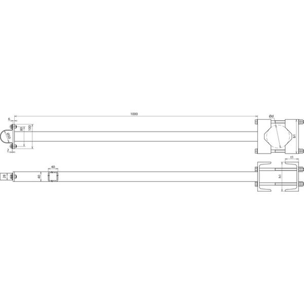 Spacer L 1000mm f. DEHNiso Combi support. tubes D 50/masts D 150-190mm image 2