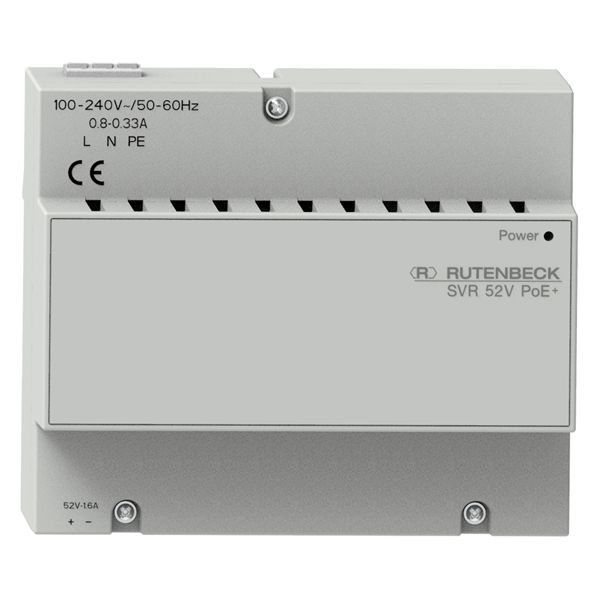 PoE-Spannungsversorgung für REG-Montage, Ausgangsleistung: 80 W, für bis zu 3 PoE+ Geräte (Klasse 0-3), 6 TE (1TE=18 mm), lichtgrau (ähnlich RAL 7035) image 1