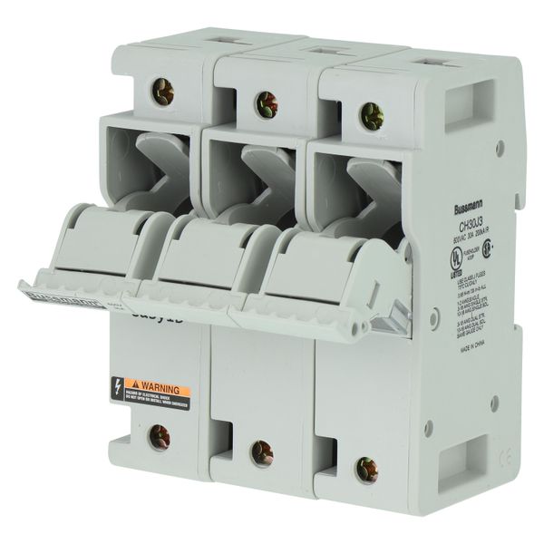 Fuse-holder, low voltage, 30 A, AC 600 V, DC 600 V, UL Class J, 98 x 72 x 117 mm, 3P, UL, CSA image 30