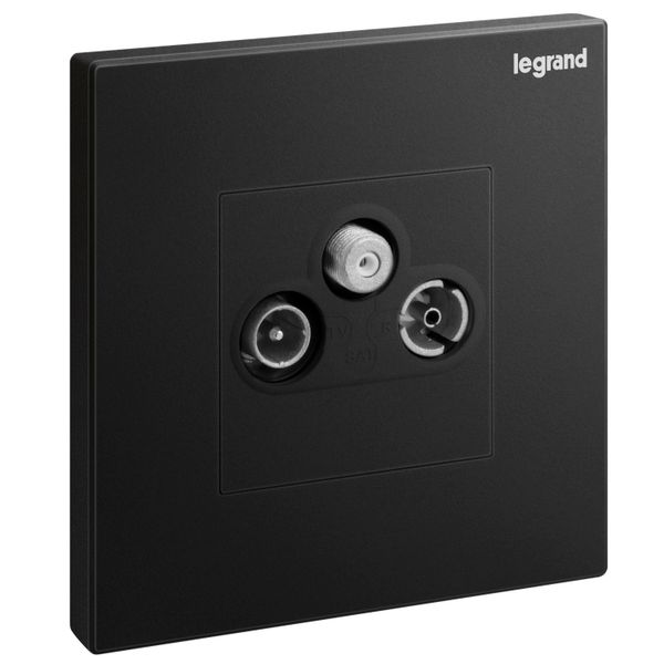 Galion - 1 gang TV-R-SAT socket outlet - Matt Black image 1