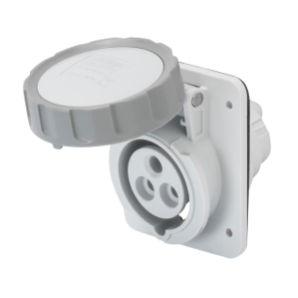 10° ANGLED FLUSH-MOUNTING SOCKET-OUTLET HP - IP66/IP67 - 3P+E 32A TRANSFORMER 50/60HZ - GREY - 12H - SCREW WIRING image 1