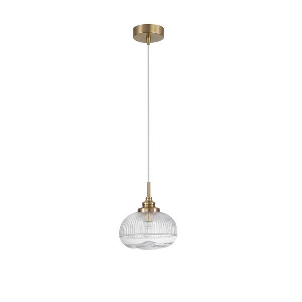 Satin Gold Metal  Clear Glass  LED E14 1x5 Watt 230 Volt  IP20 Bulb Excluded  D: 18 H1: 19.5 H2: 120 cm Adjustable height image 1