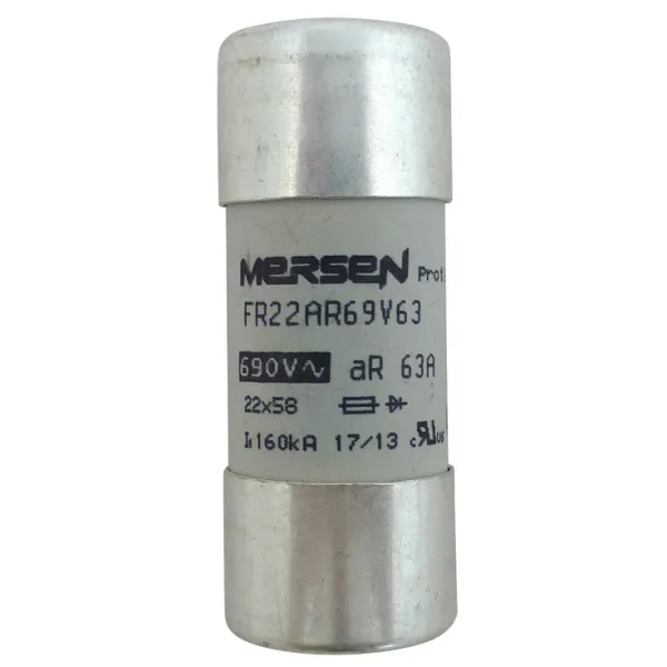 High-Speed Cylindrical Fuse 22x58 aR 690VAC 63A image 2