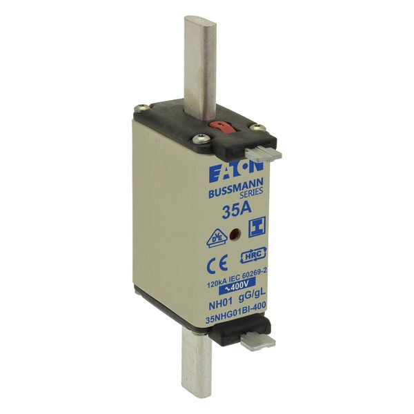 Fuse-link, LV, 35 A, AC 400 V, NH01, gL/gG, IEC, dual indicator, insulated gripping lugs image 15