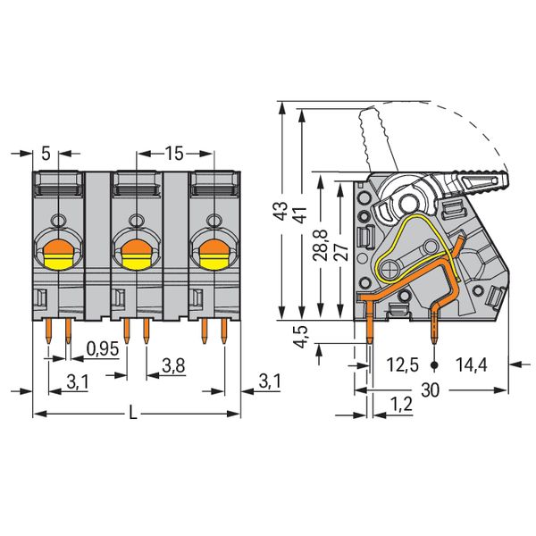 PCB terminal block lever 16 mm² gray image 6