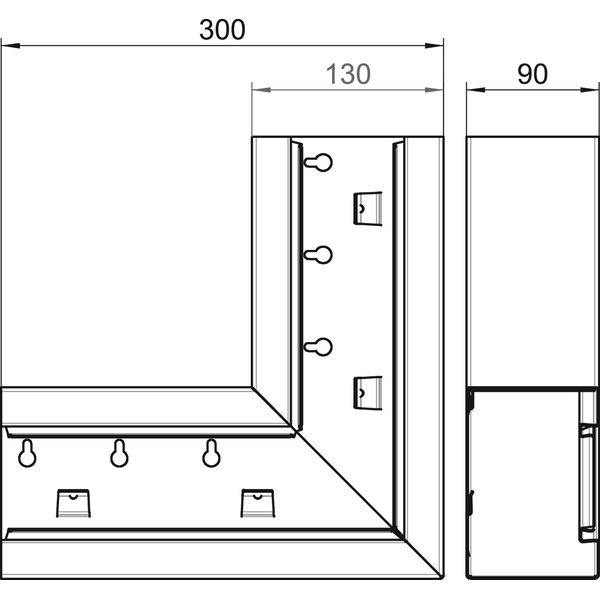 GS-SFS90130RW Flat angle symmetrical 90x130x300 image 2