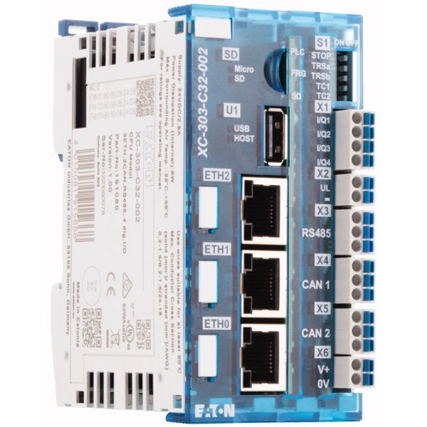 XC303 modular PLC, small PLC, programmable CODESYS 3, SD Slot, USB, 3x Ethernet, 2x CAN, RS485, four digital inputs/outputs image 7