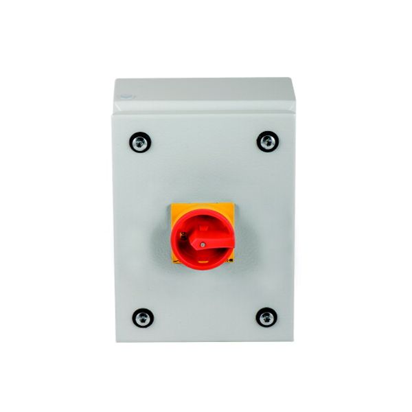 Main switch, T0, 20 A, surface mounting, 4 contact unit(s), 8-pole, Emergency switching off function, With red rotary handle and yellow locking ring, image 2