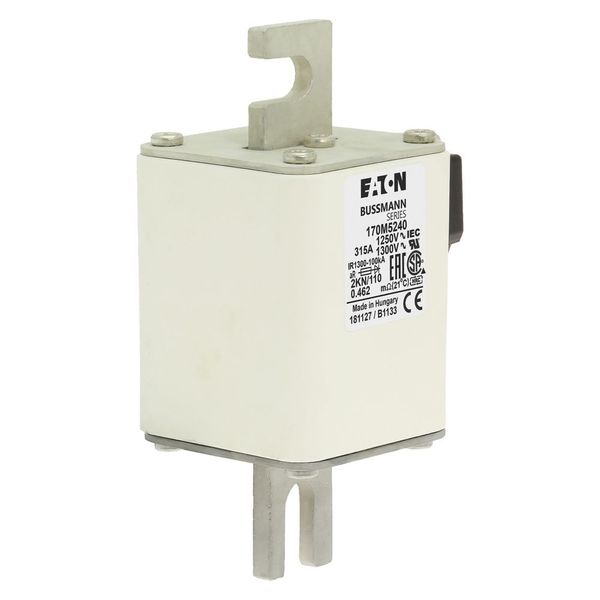 Fuse-link, high speed, 315 A, AC 1250 V, size 2, 61 x 77 x 138 mm, aR, DIN, IEC, single indicator image 8