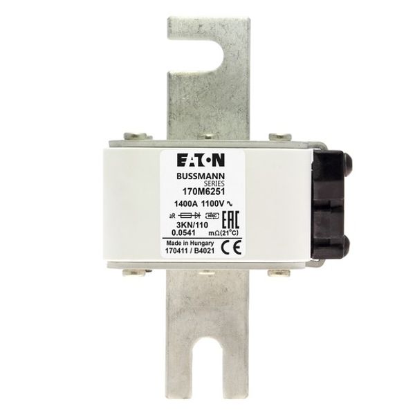 Fuse-link, high speed, 1400 A, AC 1100 V, size 3, 76 x 92 x 139 mm, aR, DIN, IEC, single indicator image 2