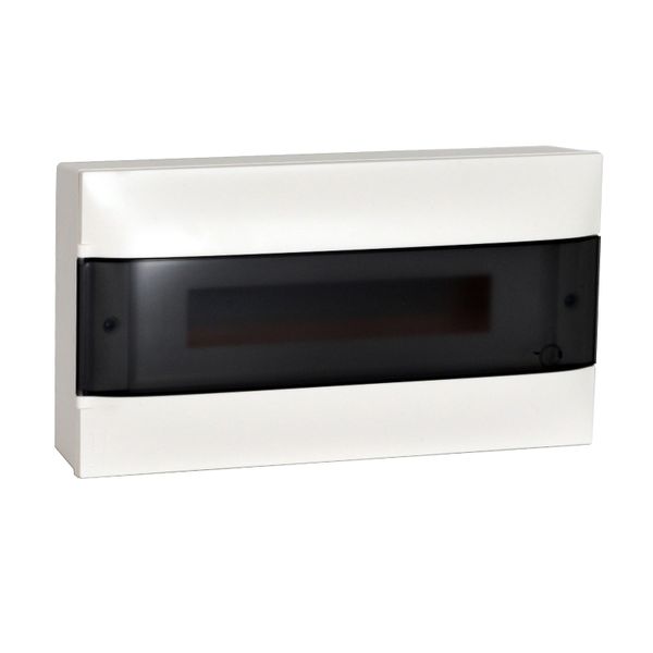 LEGRAND 1X18M SURFACE CABINET SMOKED DOOR EARTH + NEUTRAL TERMINAL BLOCK image 1