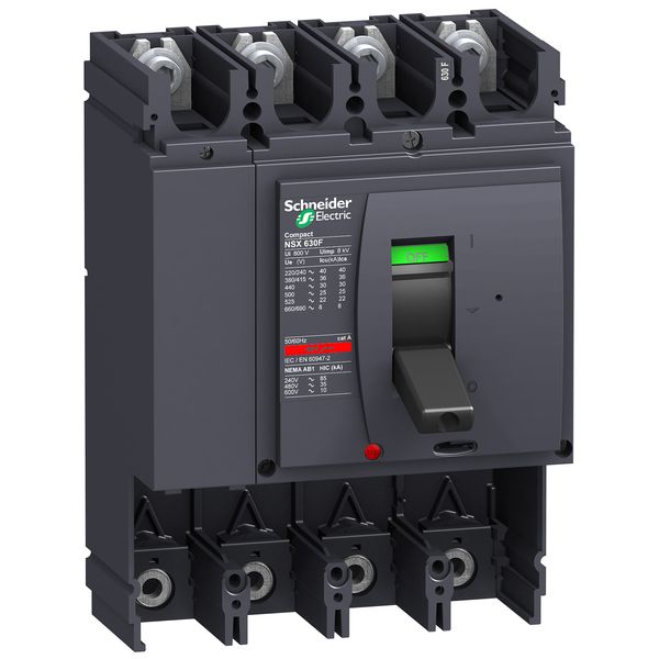 circuit breaker basic frame, ComPact NSX630F, 36 kA at 415 VAC 50/60 Hz, 630 A, without trip unit, 4 poles image 1