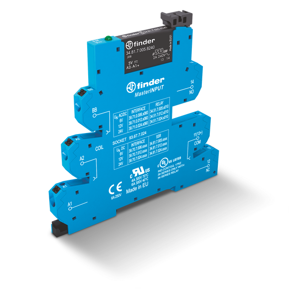 Rel. interface SSR MasterINPUT Push-IN In.12VDC/SEN/1NO Out.6A/24VDC (39.70.7.012.9024) image 1