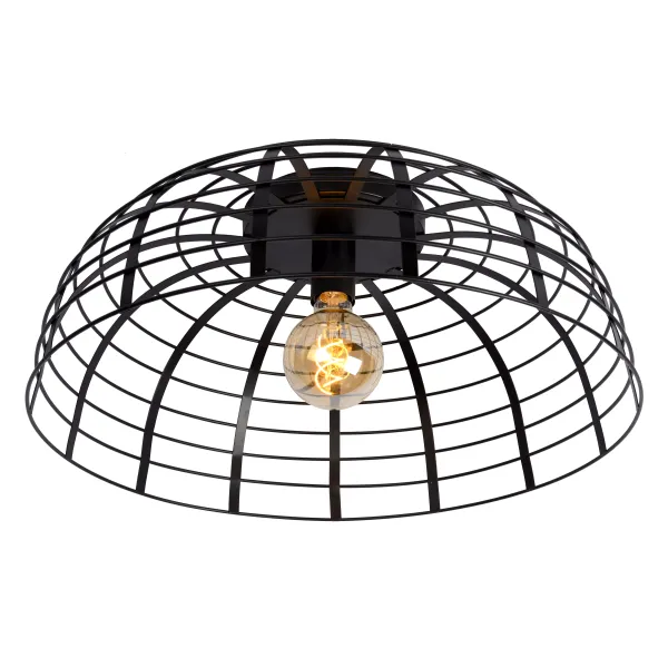 Lucide ELODIE - Flush ceiling light - Ø 56 cm - 1xE27 - Black image 1