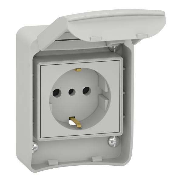 PratiKa socket - grey - 2P + E - 10/16 A - 250 V - German - IP65 - surface image 4