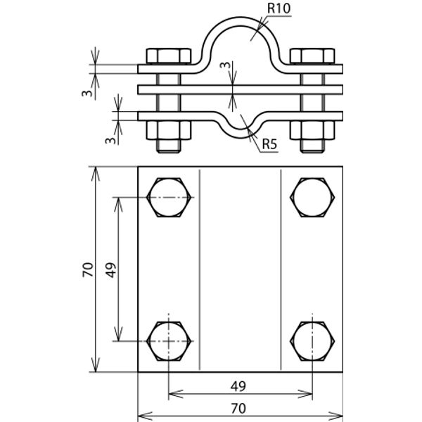 Earth rod term. clamp StSt (316/Ti/L) f. D 20mm  Rd 7-10mm Fl -40mm ca image 2