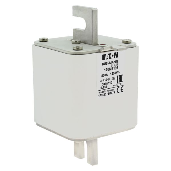 Fuse-link, high speed, 800 A, AC 1250 V, size 3, 76 x 90 x 139 mm, aR, DIN, IEC, type T indicator image 12