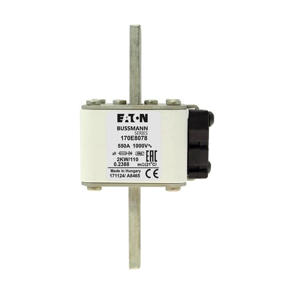 Fuse-link, high speed, 550 A, AC 1000 V, DIN 2, aR, DIN, with indicator image 6