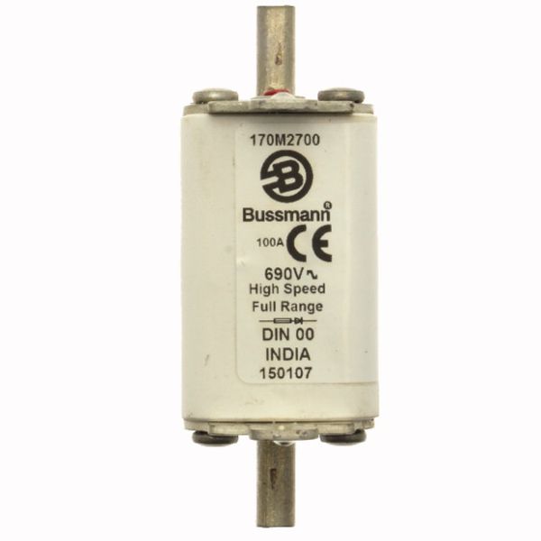 Fuse-link, high speed, 100 A, AC 690 V, DIN 00, 30 x 60 x 79 mm, gR, DIN, IEC, single indicator image 2