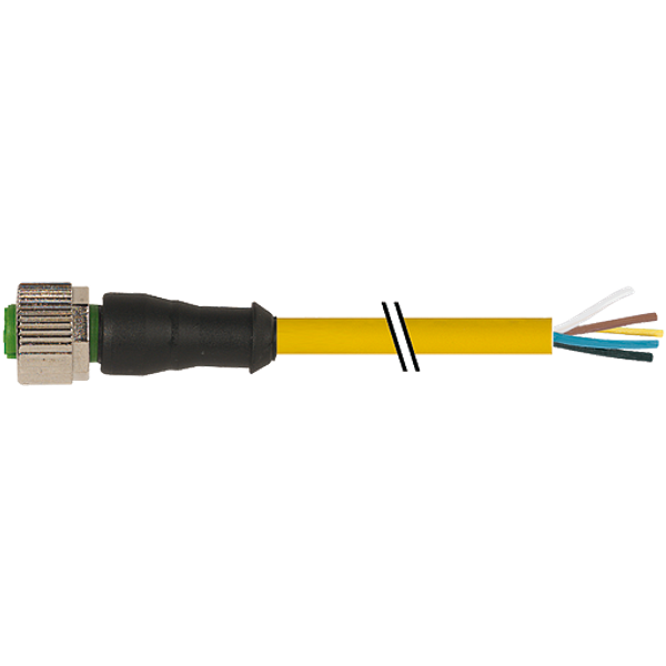 M12 female 0° A-cod. with cable PUR 5x0.34 ye UL/CSA+drag ch. 2,5m image 1