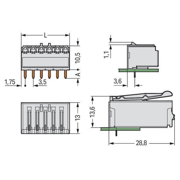 THR female header angled Pin spacing 3.5 mm light gray image 5