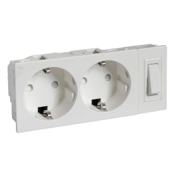 OEM 2-Socket-Outlet + 1-switch SL SNAP IN WHITE image 3