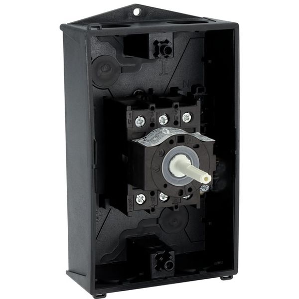 Safety switch, P1, 25 A, 3 pole, STOP function, With black rotary handle and locking ring, Lockable in position 0 with cover interlock, with warning l image 12