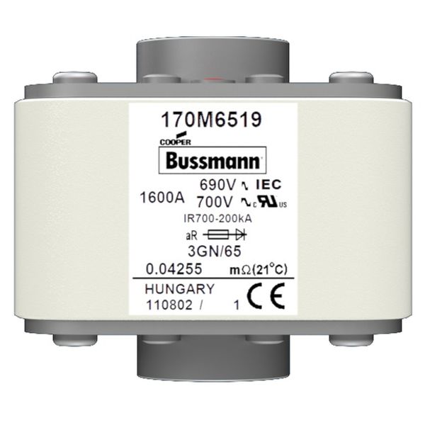 Fuse-link, high speed, 2000 A, AC 1000 V, 2 x size 3, 74 x 177 x 95 mm, aR, IEC, single indicator image 5