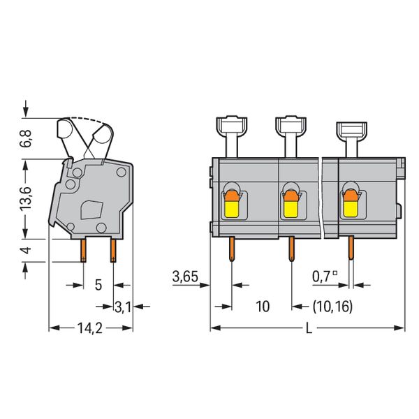 PCB terminal block push-button 2.5 mm² gray image 4