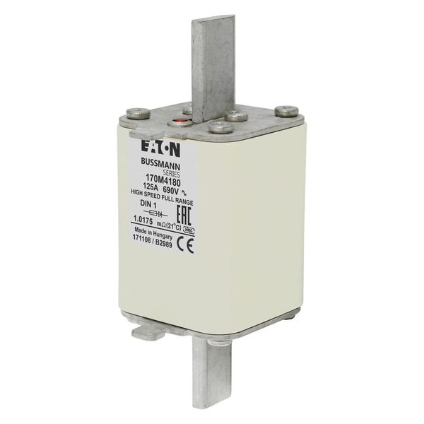 Fuse-link, high speed, 125 A, AC 690 V, DIN 1, 52 x 66 x 135 mm, gR, DIN, IEC, single indicator image 5