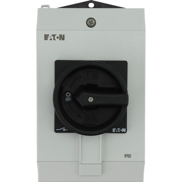 Main switch, P1, 40 A, surface mounting, 3 pole, STOP function, With black rotary handle and locking ring, Lockable in the 0 (Off) position, hard knoc image 1