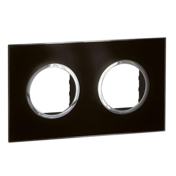 Plate Arteor - French/German std - round - 2 x 2 modules - mirror black image 1