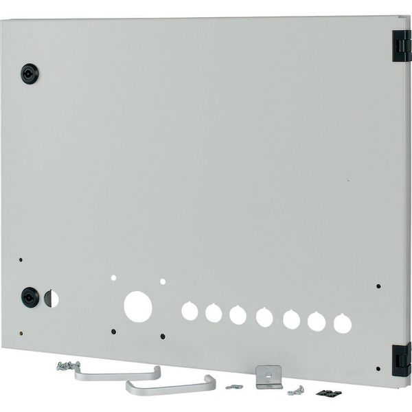 Opening metal front plate for drawer, NZM, ventilated, H=450mm, IP31, grey image 3