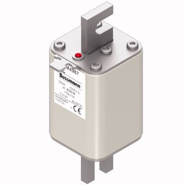 Fuse-link, high speed, 500 A, AC 1000 V, DIN 1, 51 x 69 x 138 mm, aR, DIN, IEC, type T indicator image 3